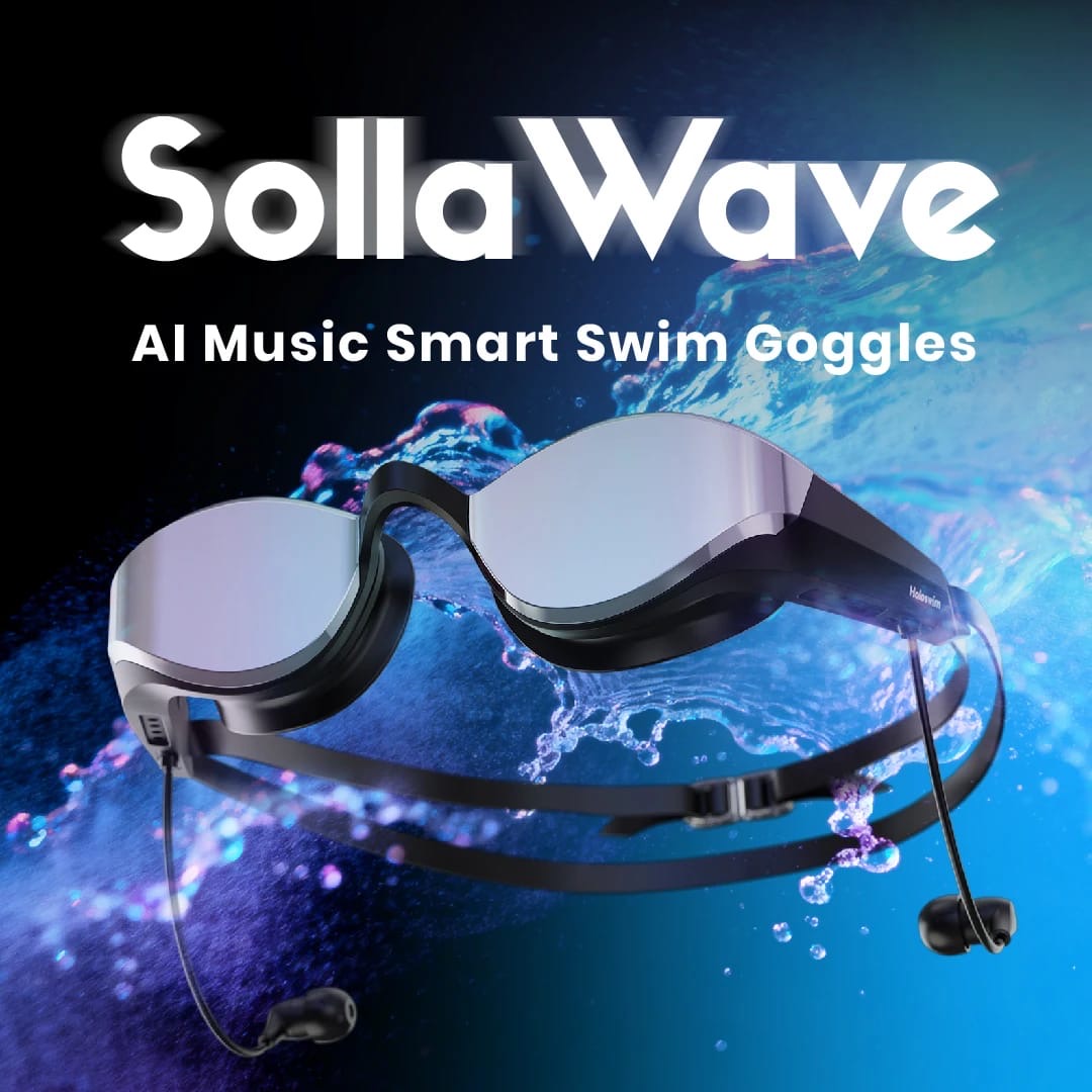 SollaWave Music Smart Swim Goggles – Black/Silver Mirro