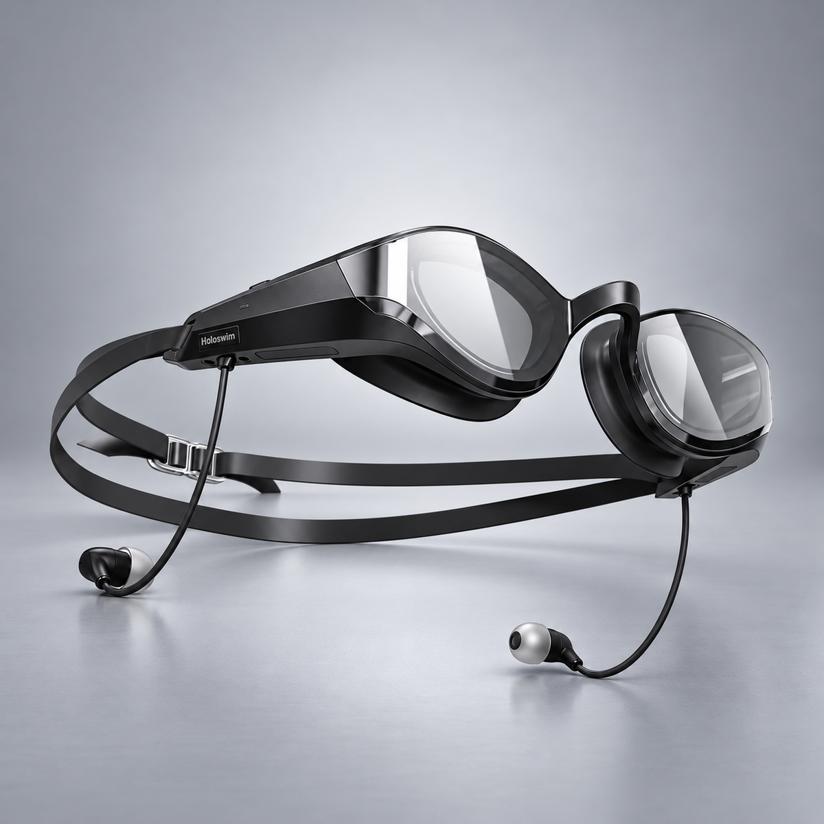 SollaWave Music Smart Swim Goggles – Black/Silver Mirro