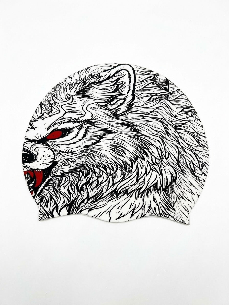 Printed Silicone Swim Cap – Wild Wolf Graphic