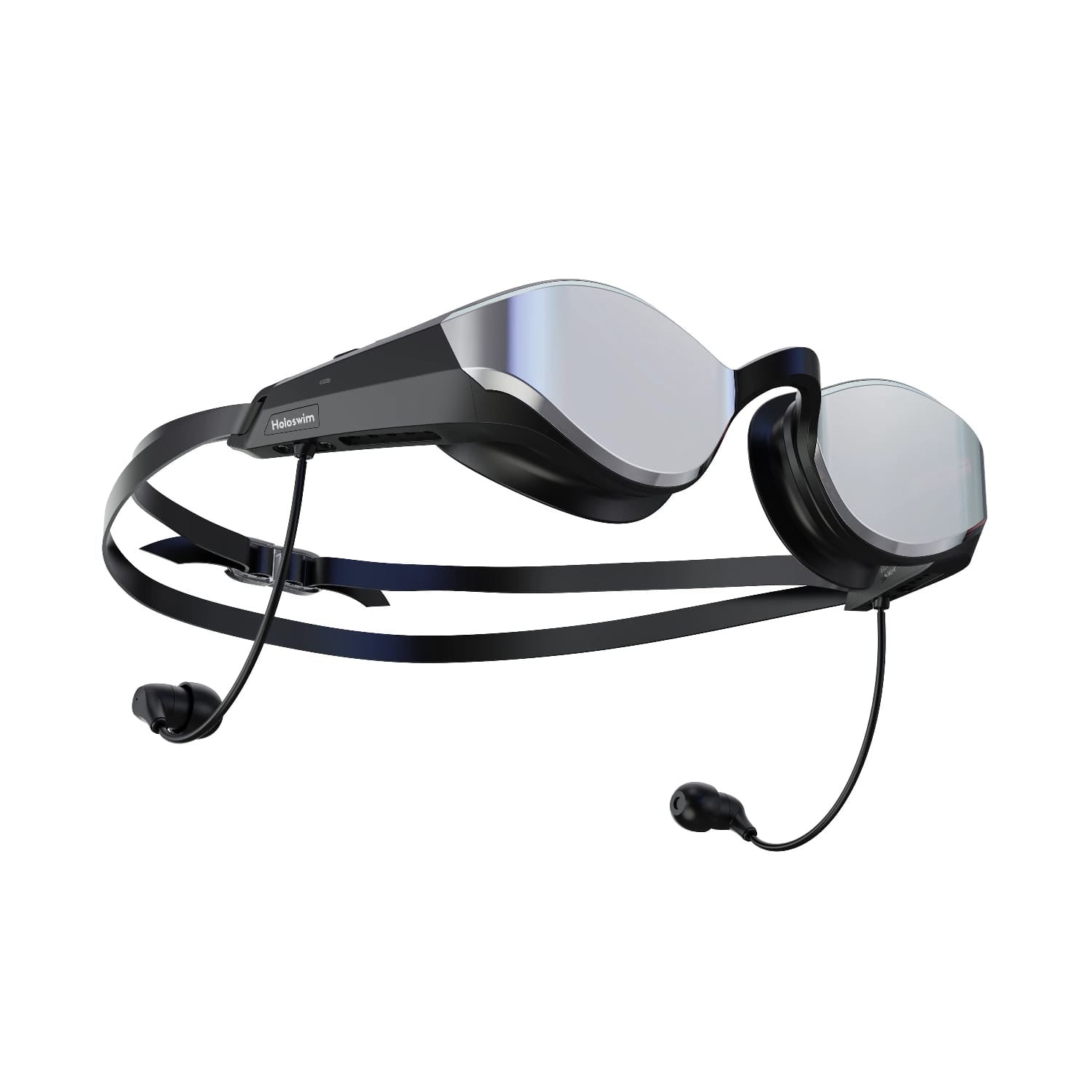 SollaWave Music Smart Swim Goggles – Black/Silver Mirro