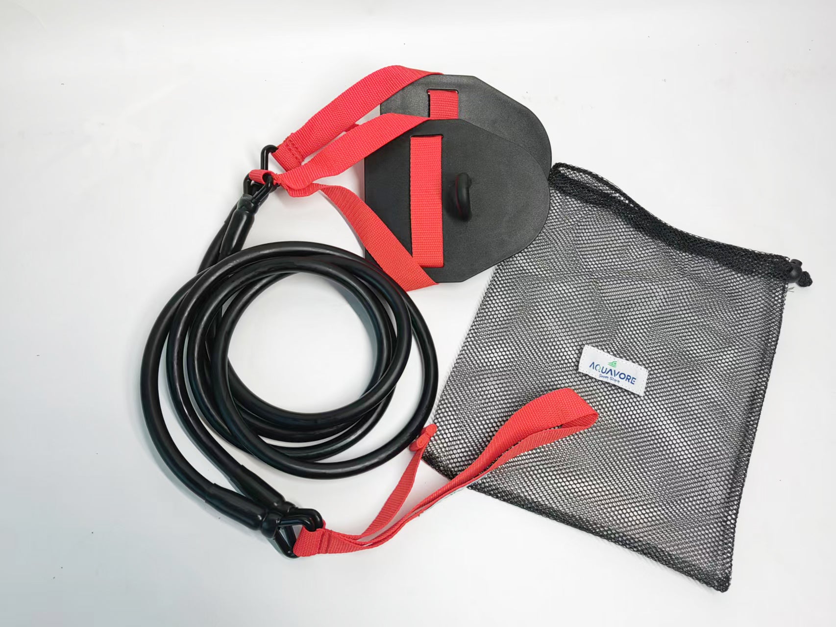Swimming fitness cord with paddles